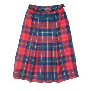 VINTAGE Pendleton Red Tartan Plaid Pleated Skirt Women's 10 (Small)